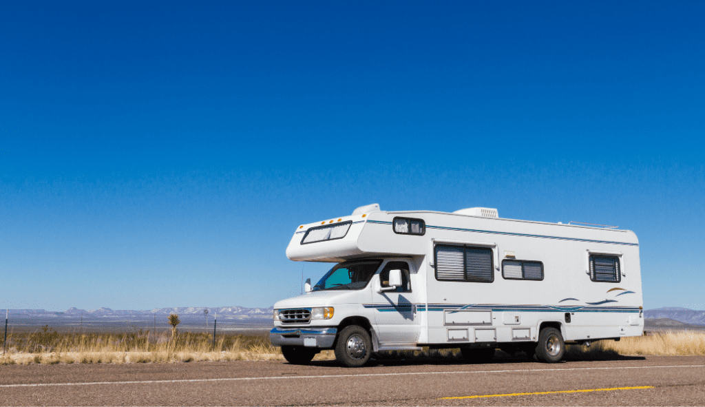 An RV on the open road.